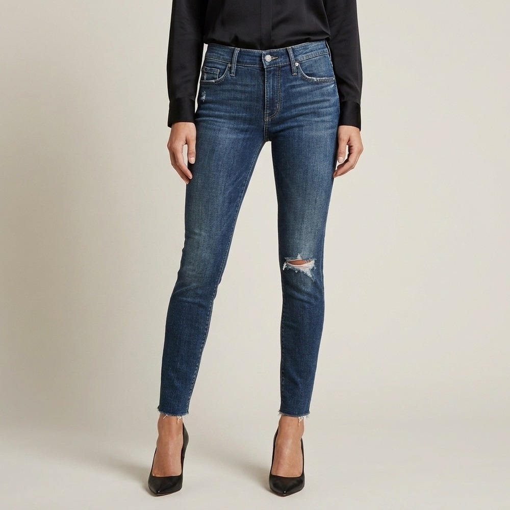 Mother Looker Ankle Fray Jeans Partner In Crime Distressed Skinny Size 25